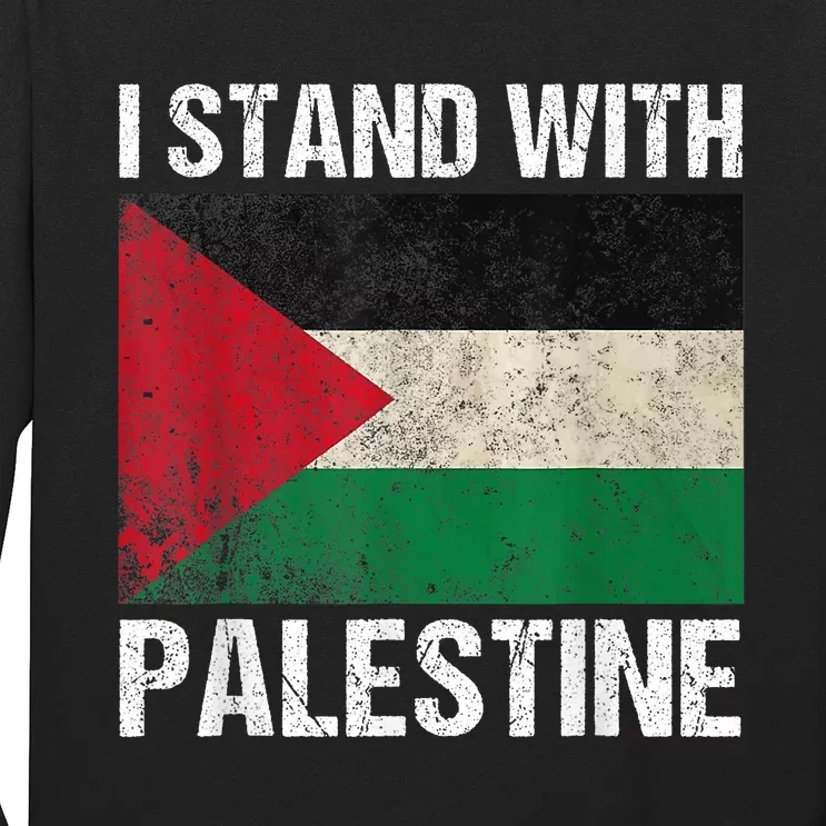 Support I Stand With Palestine Free Palestine Flag Arabic Long Sleeve Shirt