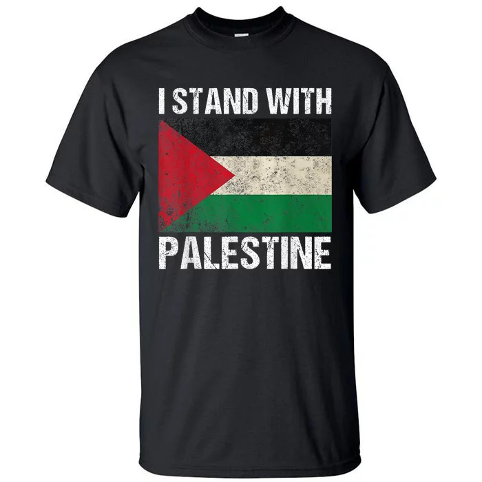 Support I Stand With Palestine Free Palestine Flag Arabic Tall T-shirt 