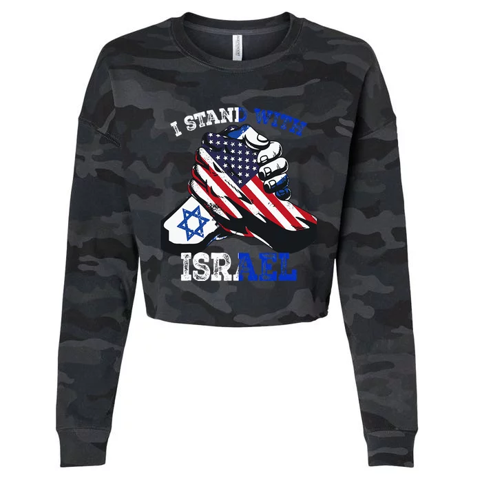 Support I Stand With Israel Jewish Heritage Israeli Flag Cropped Pullover Crew