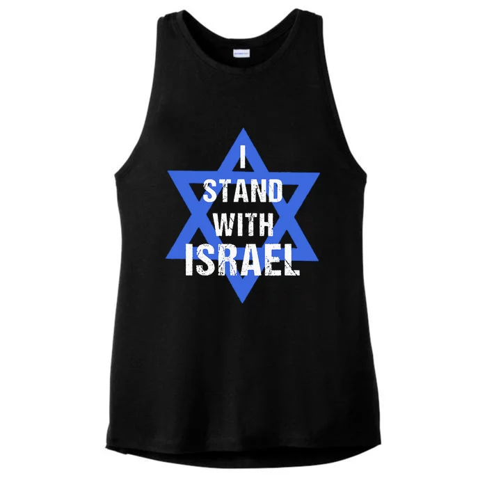 Support I Stand With Israel Jewish Heritage Israeli Flag Ladies Tri-Blend Wicking Tank