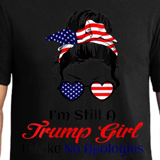 S IM Still A Trump Girl Make No Apologies Patriotic American Vneck Pajama Set