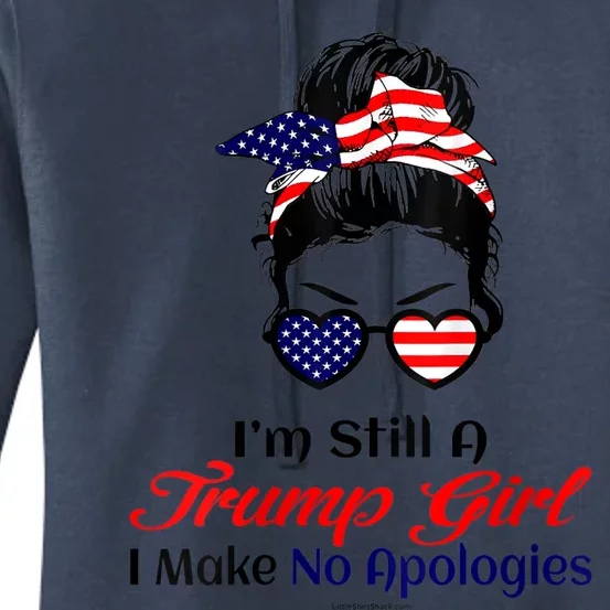 S IM Still A Trump Girl Make No Apologies Patriotic American Vneck Women's Pullover Hoodie