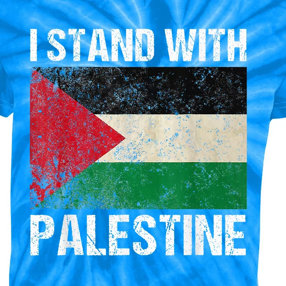 Support I Stand With Palestine Free Palestine Flag Arabic Kids Tie-Dye T-Shirt