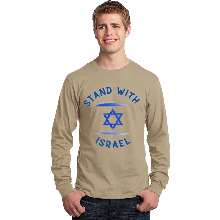 Support I Stand With Israel Jewish Heritage Israeli Flag Long Sleeve Shirt