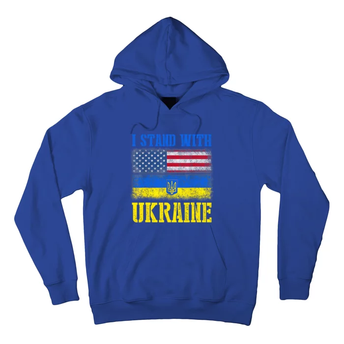 Support I Stand With Ukraine American Ukrainian Flag Funny Gift Hoodie