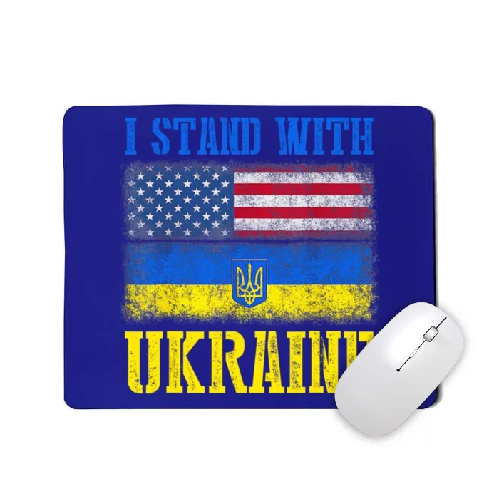 Support I Stand With Ukraine American Ukrainian Flag Funny Gift Mousepad