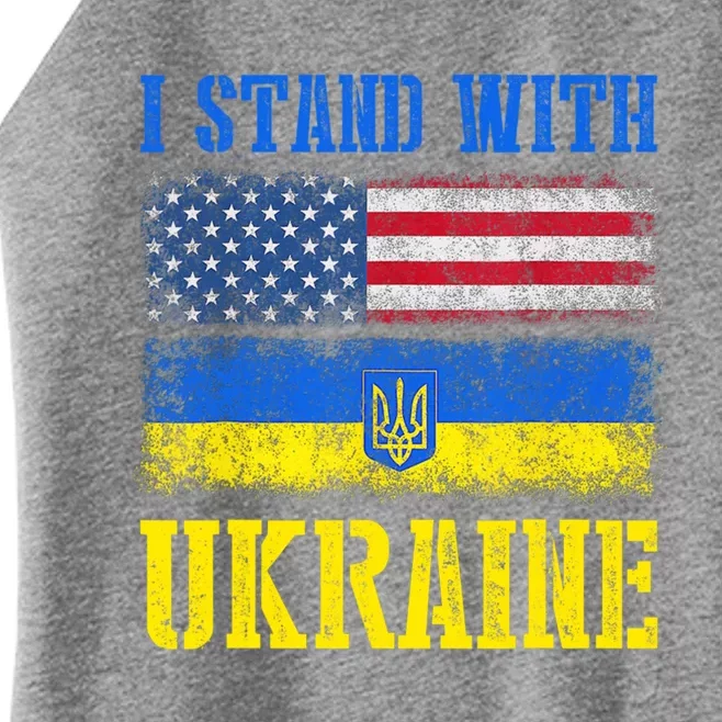 Support I Stand With Ukraine American Ukrainian Flag Funny Gift Women’s Perfect Tri Rocker Tank