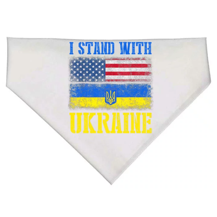 Support I Stand With Ukraine American Ukrainian Flag Funny Gift USA-Made Doggie Bandana