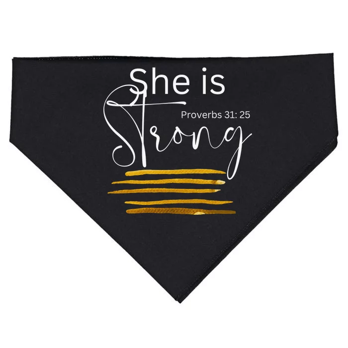 She is Strong Proverbs 3125, Christian Faith USA-Made Doggie Bandana