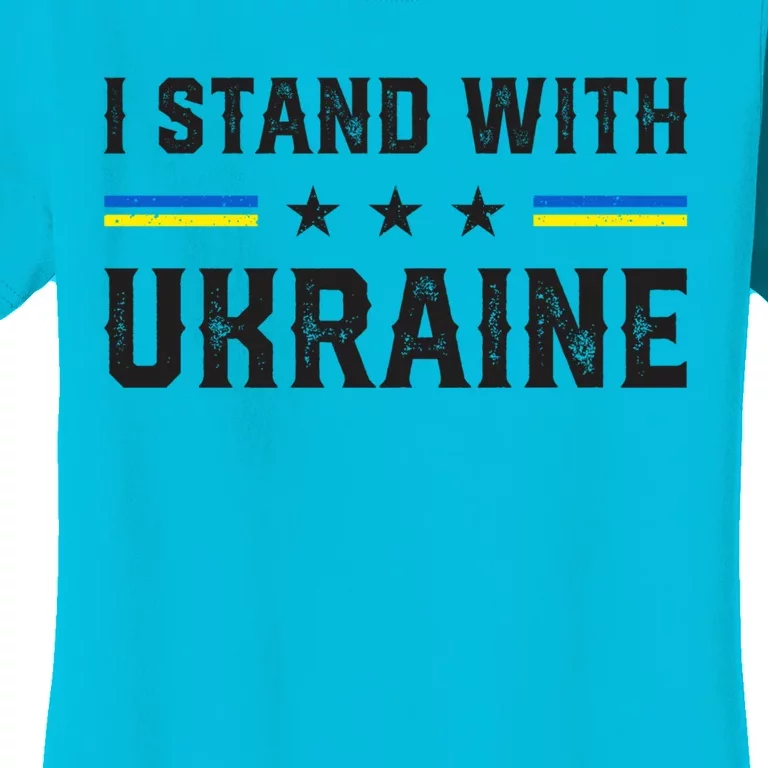 Support I Stand With Ukraine American Ukrainian Flag Gift Women's T-Shirt