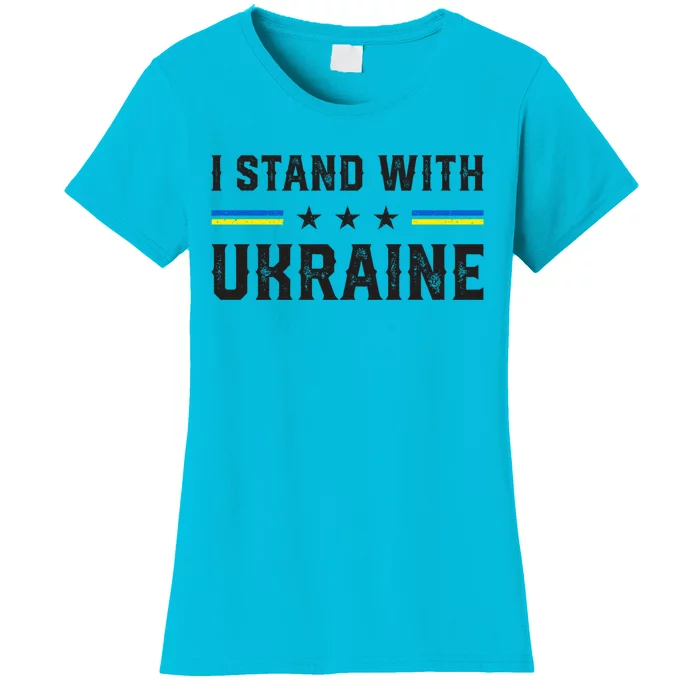 Support I Stand With Ukraine American Ukrainian Flag Gift Women's T-Shirt