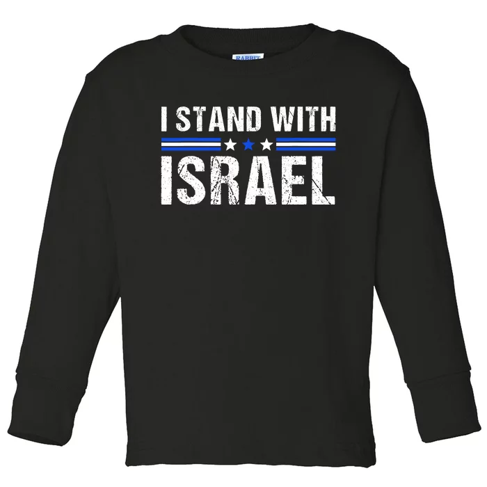 Support I Stand With Israel Jewish Heritage Israeli Flag Toddler Long Sleeve Shirt