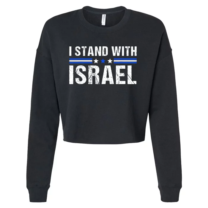 Support I Stand With Israel Jewish Heritage Israeli Flag Cropped Pullover Crew