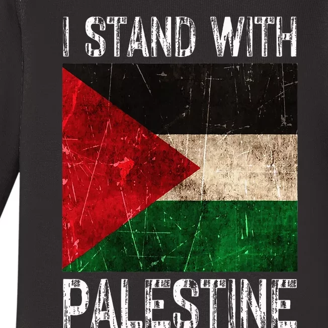 Support I Stand With Palestine Free Palestine Flag Arabic Baby Long Sleeve Bodysuit