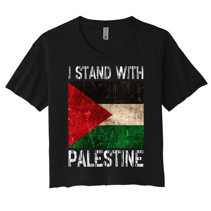 Support I Stand With Palestine Free Palestine Flag Arabic Women's Crop Top Tee