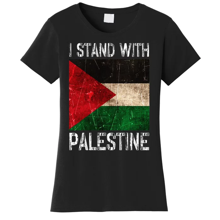 Support I Stand With Palestine Free Palestine Flag Arabic Women's T-Shirt