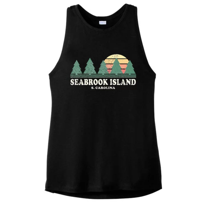 Seabrook Island Sc Vintage Throwback Retro 70s Ladies Tri-Blend Wicking Tank