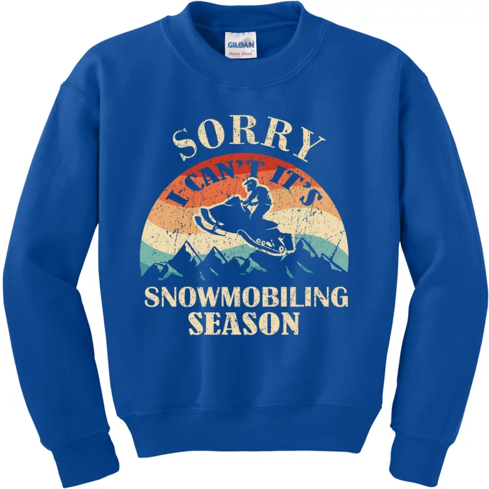 Sorry It's Snowmobiling Season Funny Snowmobile Rider Gift Kids Sweatshirt