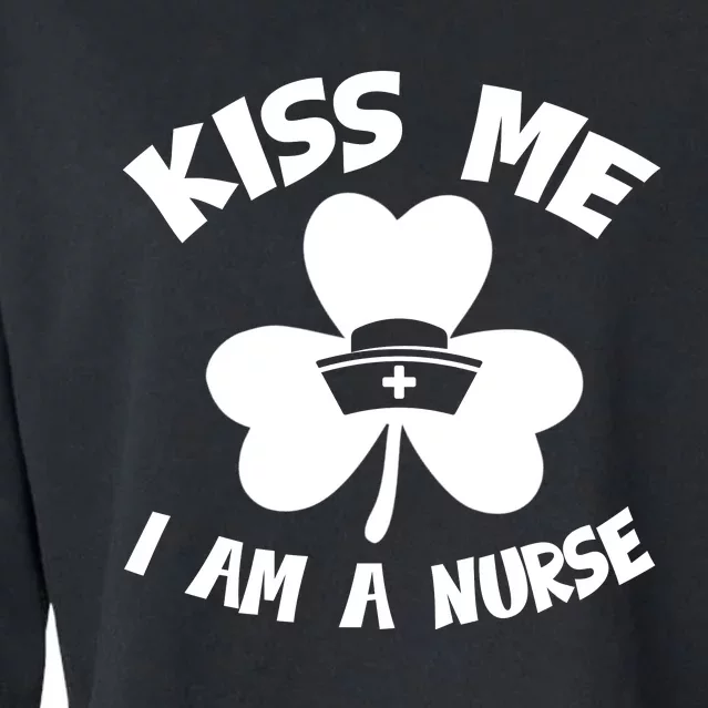 Shamrock Irish St Patricks Day Kis Me I Am A Nurse Cropped Pullover Crew