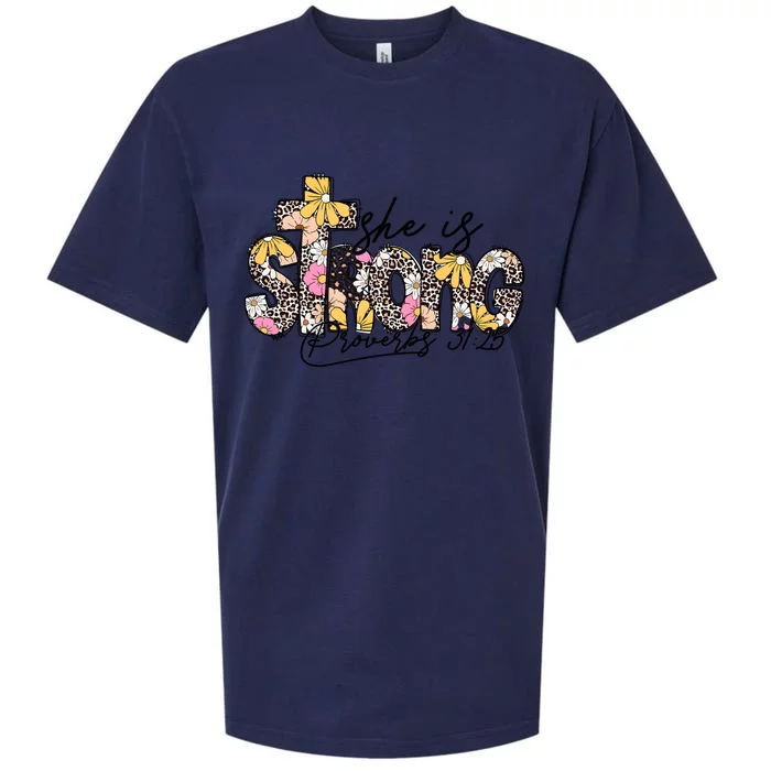 She Is Strong Christian 31:25 God Jesus Sueded Cloud Jersey T-Shirt