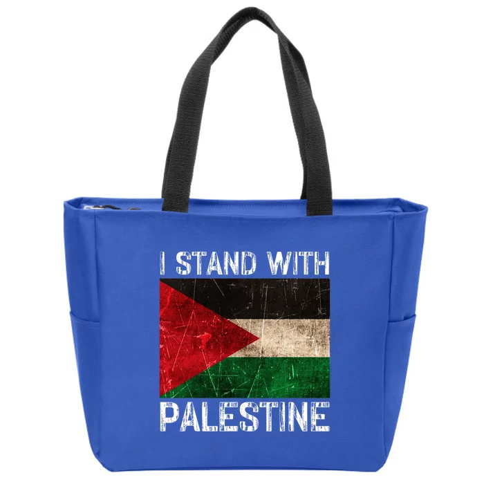 Support I Stand With Palestine Free Palestine Flag Arabic Zip Tote Bag