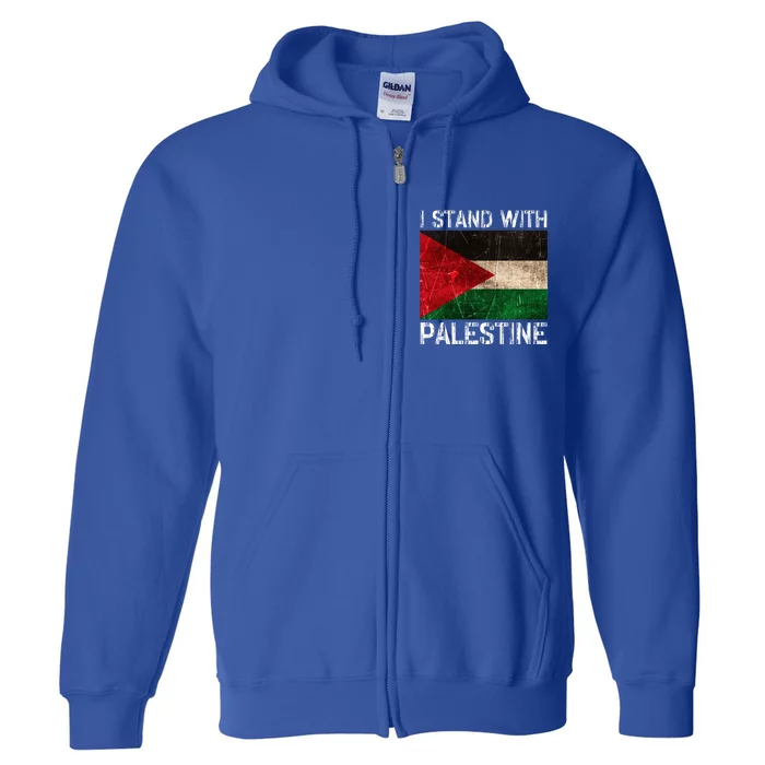 Support I Stand With Palestine Free Palestine Flag Arabic Full Zip Hoodie