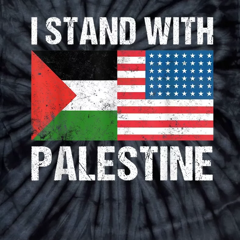 Support I Stand With Palestine Shirts Usa Flag And Palestine Tie-Dye T-Shirt