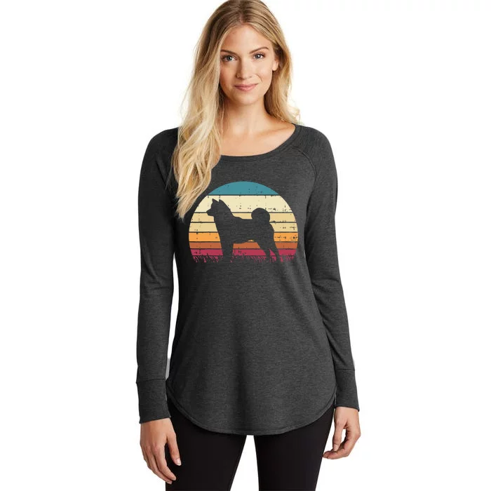 Shiba Inu Sunset Retro Animal Pet Akita Dog Women's Perfect Tri Tunic Long Sleeve Shirt