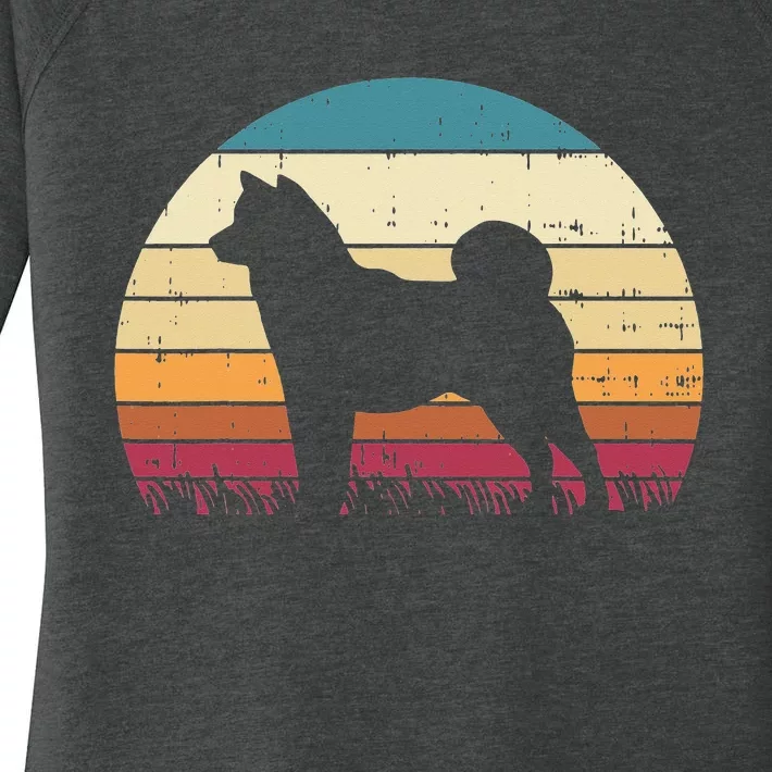 Shiba Inu Sunset Retro Animal Pet Akita Dog Women's Perfect Tri Tunic Long Sleeve Shirt