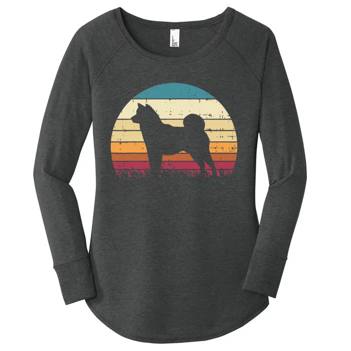 Shiba Inu Sunset Retro Animal Pet Akita Dog Women's Perfect Tri Tunic Long Sleeve Shirt