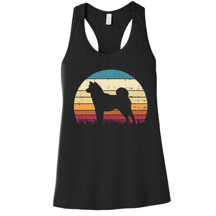 Shiba Inu Sunset Retro Animal Pet Akita Dog Women's Racerback Tank