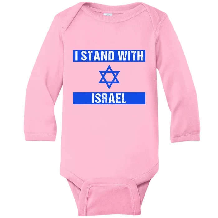 Support I Stand With Israel Jewish Heritage Israeli Flag Baby Long Sleeve Bodysuit