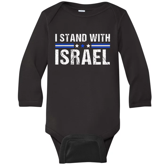 Support I Stand With Israel Jewish Heritage Israeli Flag Baby Long Sleeve Bodysuit