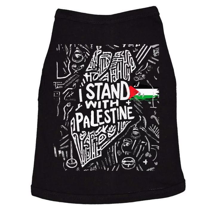 Support I Stand With Palestine Free Palestine Flag Arabic Doggie Tank