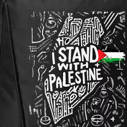 Support I Stand With Palestine Free Palestine Flag Arabic City Backpack