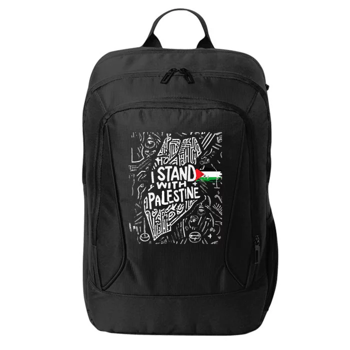 Support I Stand With Palestine Free Palestine Flag Arabic City Backpack