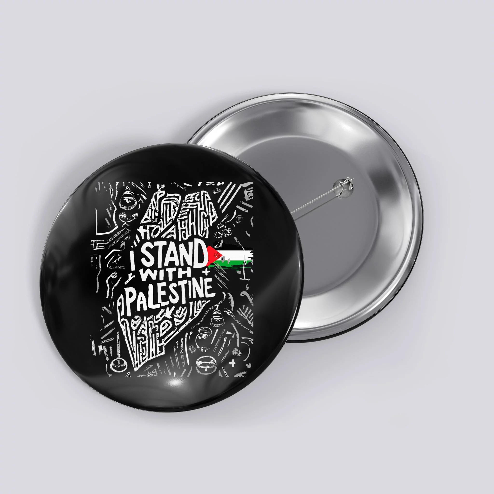 Support I Stand With Palestine Free Palestine Flag Arabic Button ...