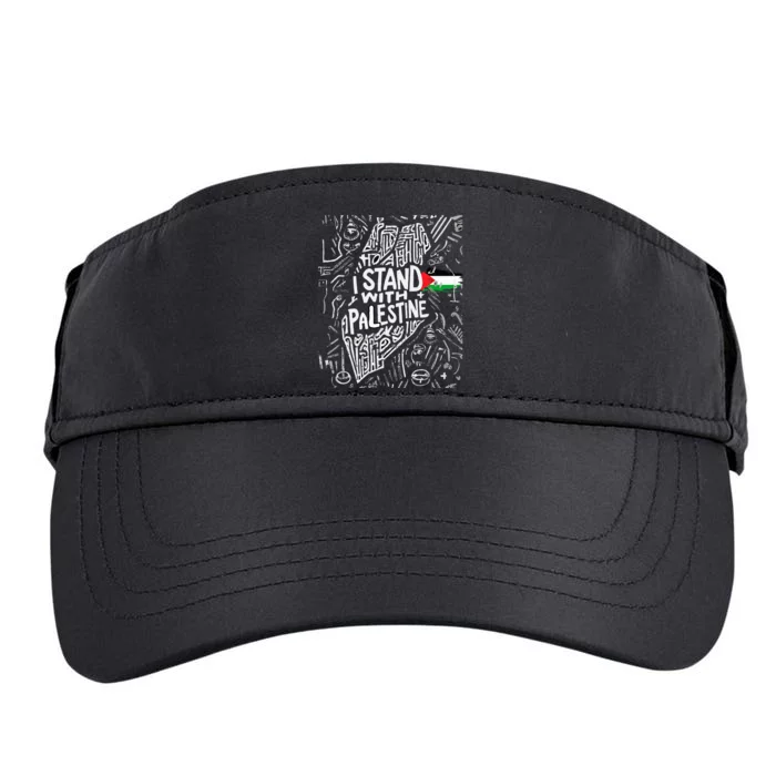 Support I Stand With Palestine Free Palestine Flag Arabic Adult Drive Performance Visor