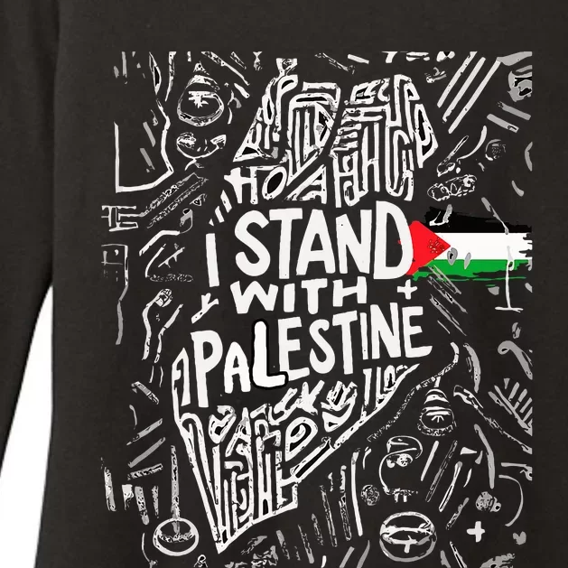 Support I Stand With Palestine Free Palestine Flag Arabic Womens CVC Long Sleeve Shirt