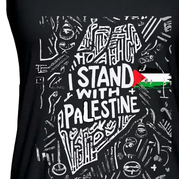 Support I Stand With Palestine Free Palestine Flag Arabic Ladies Essential Flowy Tank