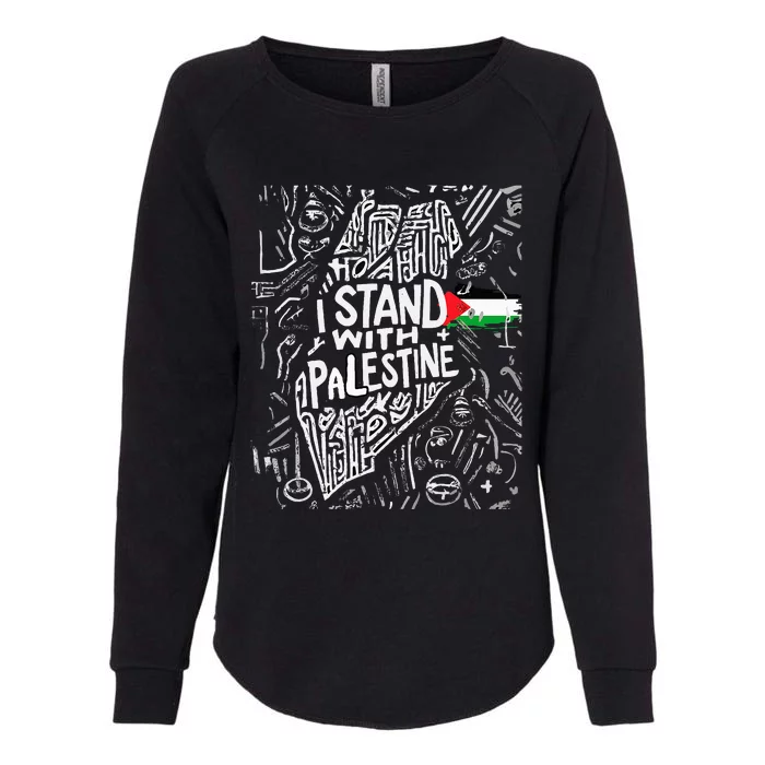 Support I Stand With Palestine Free Palestine Flag Arabic Womens California Wash Sweatshirt