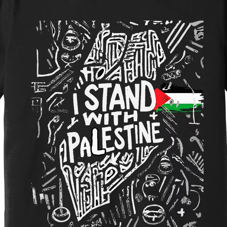 Support I Stand With Palestine Free Palestine Flag Arabic Premium T-Shirt