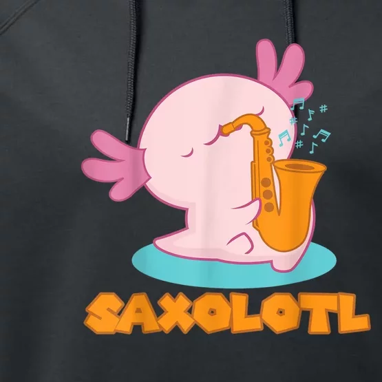 Saxolotl I Sax Bari Saxophone Pink Axolotl Performance Fleece Hoodie