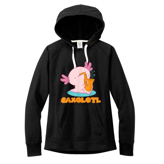 Saxolotl I Sax Bari Saxophone Pink Axolotl Women's Fleece Hoodie