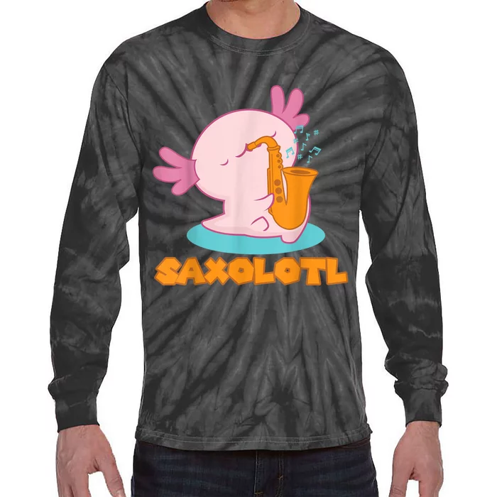 Saxolotl I Sax Bari Saxophone Pink Axolotl Tie-Dye Long Sleeve Shirt