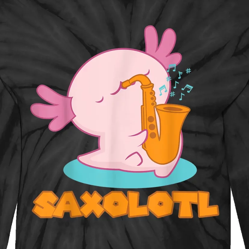 Saxolotl I Sax Bari Saxophone Pink Axolotl Tie-Dye Long Sleeve Shirt