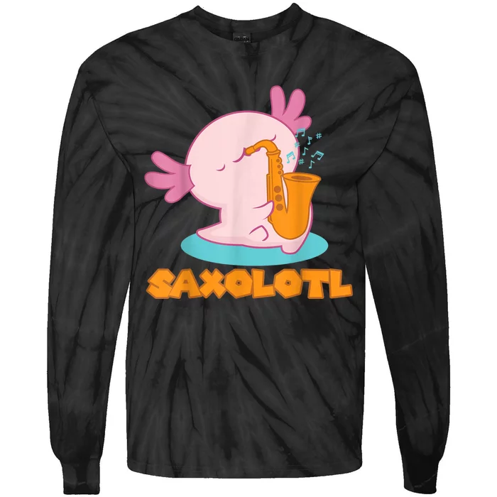 Saxolotl I Sax Bari Saxophone Pink Axolotl Tie-Dye Long Sleeve Shirt