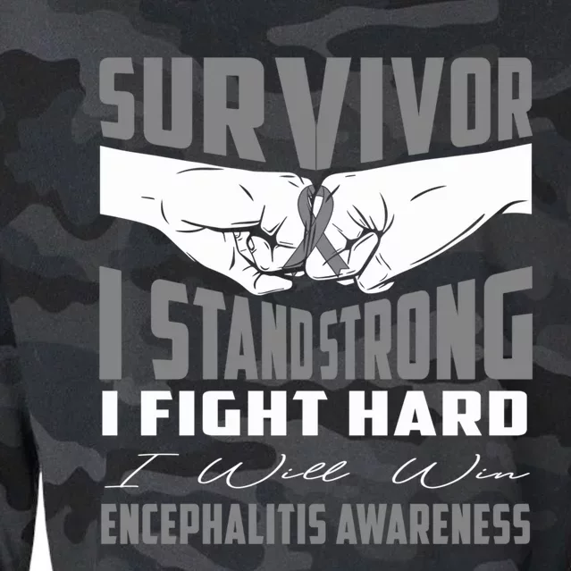 Survivor I Stand Strong Encephalitis Awareness Great Gift Cropped Pullover Crew