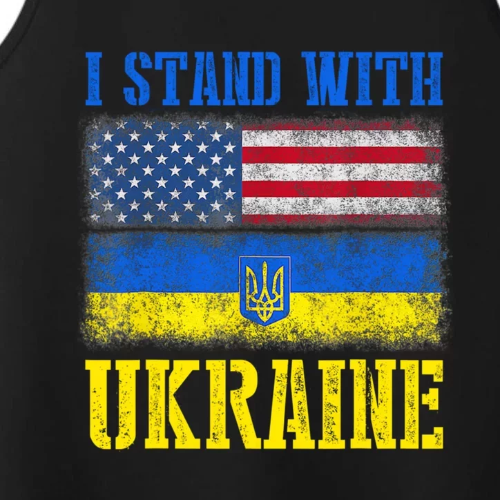 Support I Stand With Ukraine American Ukrainian Flag Gift Performance Tank