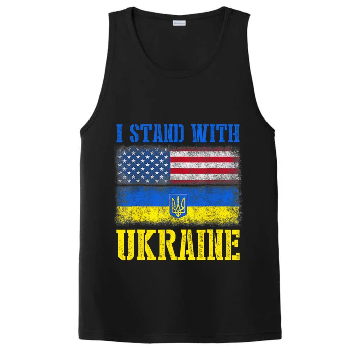 Support I Stand With Ukraine American Ukrainian Flag Gift Performance Tank